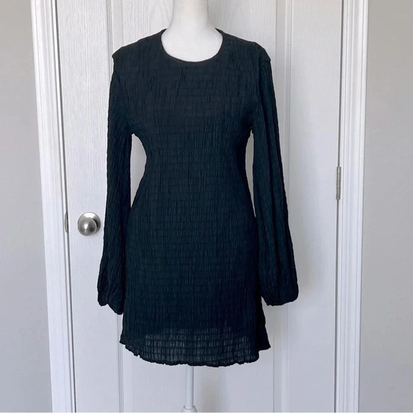 NWT Charlie Holiday Anthropology Isla Mini Dress Size 2 Black Textured - Picture 8 of 17